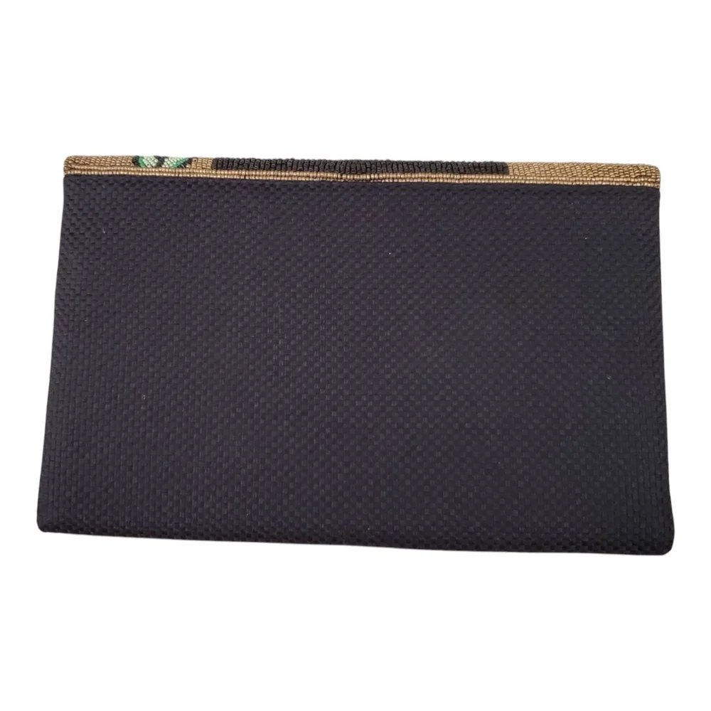 Beaded DAVID JEFFREY Multicolor Floral Face Evening Clutch, Gold Crossbody Chain - Picture 3 of 12